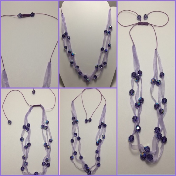 🛍Purple Beaded Necklace - Picture 2 of 3